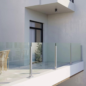 Valla <span class=keywords><strong>de</strong></span> vidrio sin marco moderna, Sistema <span class=keywords><strong>de</strong></span> barandilla <span class=keywords><strong>de</strong></span> vidrio exterior <span class=keywords><strong>de</strong></span> aluminio con Canal en U para exteriores con luz LED, balaustrada <span class=keywords><strong>de</strong></span> vidrio para balcón - Product Image 2