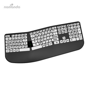 Clavier ergonomique sans fil à double mode avec fonction 2.4G et BT1, compatible avec les systèmes <span class=keywords><strong>Windows</strong></span> 10 et <span class=keywords><strong>Mac</strong></span> <span class=keywords><strong>OS</strong></span> <span class=keywords><strong>X</strong></span>, disposition française - Product Image 1