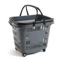 Grand panier de courses en plastique avec poignée et roues, chariot à roulettes pour supermarché, centre commercial, épicerie