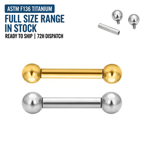Piercing <span class=keywords><strong>de</strong></span> Titanio ASTM F136 G23 JIAXIN con Rosca Interna, Barra Recta para Lengua, Pezón, Labret, Hélix, Tragus, Industrial - Product Image 1