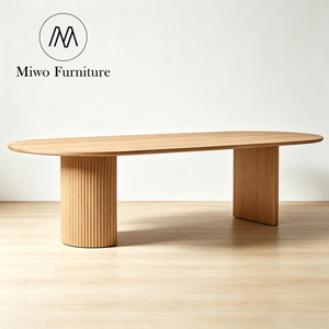 Ensemble table et chaises de salle à manger ovale <span class=keywords><strong>Ellington</strong></span> de style nordique, en bois naturel, avec piétement, 4 ou 6 places, moderne, personnalisable - Product Image 1
