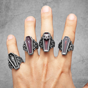 Cincin Pria Peti Mati Vampir Mumi Gotik Perhiasan Baja Tahan Karat Aksesori Fashion Keren Punk Rock Hadiah Grosir - Product Image 2