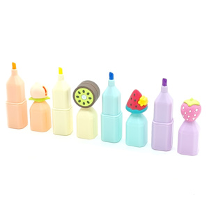 Lot de 4 surligneurs obliques parfumés aux fruits, avec capuchon amusant, stylos gel non effaçables, fournitures scolaires pour enfants, coloriage - Product Image 1