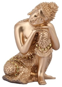Statuette de Bouddha dorée en résine, décoration spirituelle traditionnelle pour la maison, ornement de table intérieur, élégante pièce d'art pour le salon, méditation - Product Image 3