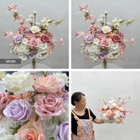 Centre de table floral artificiel pour mariage, rose poudré et violet clair, arrangement de fleurs en soie pour cérémonie et décoration de banquet