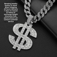 Collier pendentif unisexe tendance en alliage de zinc plaqué or, motif dollar et couteau, accessoire de mode pour soirée