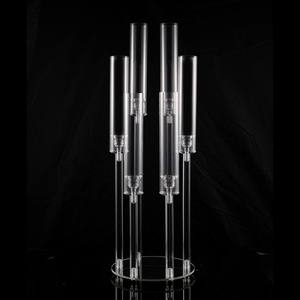 Candelabro Acrílico de 5 Brazos con Tubo de PC, Centros de Mesa Decorativos para Bodas - Product Image 3