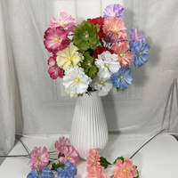 Usine En Gros Élégant Multi Couleur 3 Têtes Tige Faux Soie Hibiscus Artificielle Fleur D'hibiscus dans Un Vase pour La Décoration De Mariage