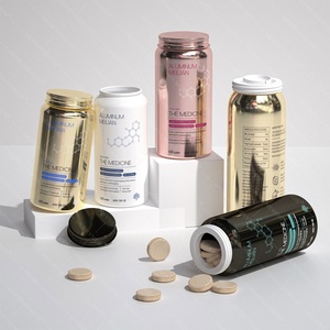 Botella Cilíndrica de Aluminio Electrochapado de 160 ml y Latas Metálicas para Almacenamiento de Medicamentos y Pastillas, Envase Ecológico Reciclable - Product Image 1