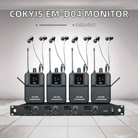 Sistem Monitor In-Ear Nirkabel Mono 4 Saluran Profesional COKYIS EM-D04 VHF, Kabel Data, Tegangan Universal 110-240V untuk Panggung