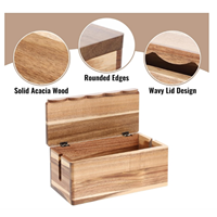 Caja grande para organizar cables, con borde festoneado, de madera de acacia, para organizar cables eléctricos y regletas.