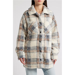 Di alta qualità da <span class=keywords><strong>donna</strong></span> in pile a manica lunga ampia in tinta unita Pocket pesante scollo a V da <span class=keywords><strong>donna</strong></span> Plaid <span class=keywords><strong>giacca</strong></span> <span class=keywords><strong>camicia</strong></span> in pile - Product Image 4