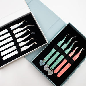 Pinset Bulu Mata Private Label Putih Hitam Beige Ujung Serat Logo Kustom Ujung Serat Ekstensi Bulu Mata Volume Ujung Serat Pinset - Product Image 3