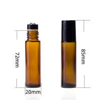 Vente en gros de flacons roulants en verre ambré de 10ml avec inserts roulants en acier inoxydable et bouchons noirs