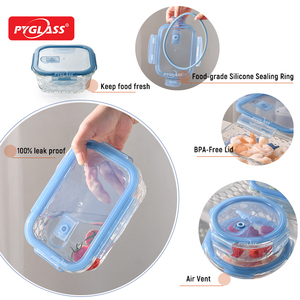 Juego de 9 Recipientes de Vidrio Pyglass con Diseño de Escamas de Dragón, Tapas Herméticas con Cierre a Presión, Recipientes para Preparación de Comidas y Loncheras - Product Image 5