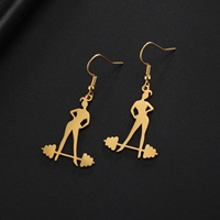 Pendientes de Acero Inoxidable Color Dorado para Mujer, Regalo de Cumpleaños 2023, Pendientes Colgantes para Gimnasio, Ejercicio y Levantamiento de Pesas
