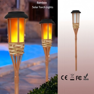 IP65 Étanche ABS Bambou Solaire Flamme Torches LED Panneau Sol Plug Pelouse Lumières Blanc Chaud Scintillement <span class=keywords><strong>Jardin</strong></span> Éclairage Extérieur - Product Image 4