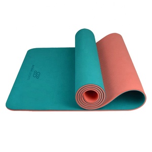 Tapis de yoga de haute qualité 6 mm bicolore en TPE avec logo imprimé, écologique et biologique, équipement d'exercice BG-02 - Product Image 2