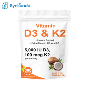 D3 & K2 Kokosolie Immuunsysteem Ondersteuning Vitamine Voedingssupplement 300 Softgels Capsules 5000IE 100MCG MK-7 - Product Image 1