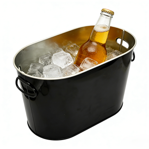 دلو ثلج بيضاوي مجلفن سعة 10 لترات، للمطاعم الخارجية، برميل بيرة حديدي - Product Image 1