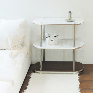 Étagères de la série UrbanSteel, cadre en acier inoxydable, résistant à la rouille et à la corrosion, design arrondi lisse, entretien facile, LPM réversible, blanc - Product Image 1