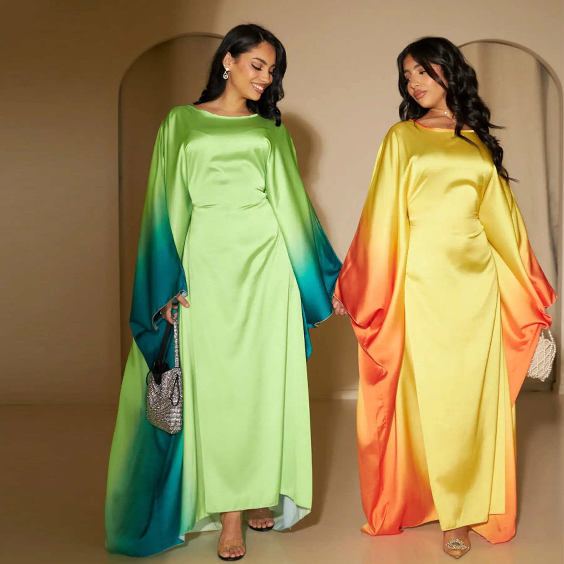 Vestido de Abaya modesto para mulheres, moda de cor sólida, vestido ombre muçulmano, roupa islâmica, mais recente design, 2024