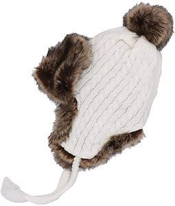 Sombrero de piel sintética para mujer, <span class=keywords><strong>gorro</strong></span> de cosaco ruso con orejera, <span class=keywords><strong>gorro</strong></span> grueso de <span class=keywords><strong>nieve</strong></span> para esquí, para mantener el calor, orejeras de lana tejidas - Product Image 4
