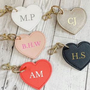 Factory Custom Logo DIY Laser Heart Keychain PU Leather Heart Shaped <b>Key</b> <b>Ring</b> Gift Pendant <b>Bag</b> <b>Key</b> Accessories - Product Image 1