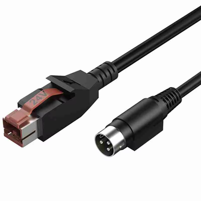 24V Power USB to DIN3P Data Cable for Printer Used