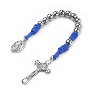 Rosario Decenario de Paracord Azul con Cuentas de 8MM de Acero Inoxidable y Medalla <span class=keywords><strong>Milagrosa</strong></span>, Color Inalterable - Product Image 4