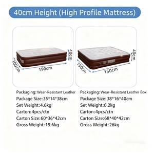 Lit d'air double pliable de haute qualité OEM, <span class=keywords><strong>matelas</strong></span> <span class=keywords><strong>gonflable</strong></span> en PVC floqué avec pompe intégrée - Product Image 2