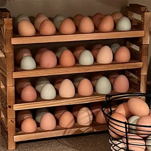 Custom Stackable Rustic Kitchen Countertop Storage Ruck Egg Tray Wooden Egg Holder