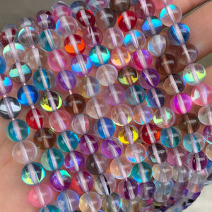 High Quality <strong>Aura</strong> Crystal Flash Shimmer <strong>Beads</strong> 6mm 8mm 10mm 12mm Round Loose Glass <strong>Beads</strong> for Jewelry Making - Product Image 5