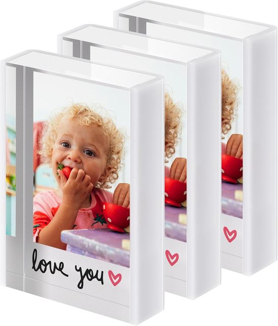Handmade Acrylic Photo Display Holder for Polaroid and Fujifilm Instax Mini 2x3 Film Sliding Desktop Tabletop Photo Holder