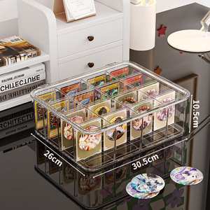 Boîte de rangement transparente en PET avec séparateurs pour les joueurs de TCG et les <span class=keywords><strong>Otaku</strong></span>. Organisateur empilable anti-poussière pour cartes à collectionner et badges - Product Image 4