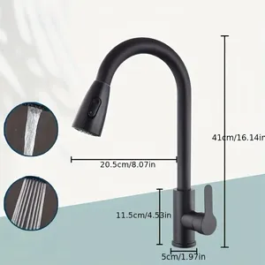 Смеситель кухонный 304 из нержавеющей стали с выдвижным распылителем - Product Image 3
