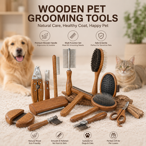 Brosse à poils pour animaux de compagnie en bois massif, style antique, avec picots en acier inoxydable pour le <span class=keywords><strong>toilettage</strong></span> des chats et des chiens - Product Image 1