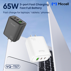Chargeurs de <span class=keywords><strong>téléphone</strong></span> Miccell en gros 65W, chargeur mural 3-en-1 avec ports de charge rapide USB-A et Type-C pour les utilisateurs de téléphones, tablettes et ordinateurs portables - Product Image 5