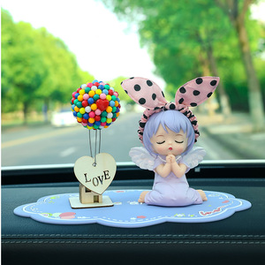 Ruijie Cartoon Doll Car Ornament With <b>Balloon</b> Love Sign <b>Decorative</b> Interior Accessory For Car Dashboard - Product Image 4