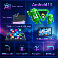 Tablette portable 10,1 pouces Android 14 Octa Core 10 Go (3+7)+64 Go 1280*800 HD IPS Batterie 5000 mAh pour l'éducation et le bureau - Offre Spéciale