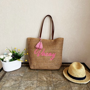 Sacs fourre-tout <span class=keywords><strong>en</strong></span> paille de papier à rayures colorées pour femmes, style tendance, avec poignées, personnalisables (taille et logo), toutes saisons – Offre spéciale Chine - Product Image 2