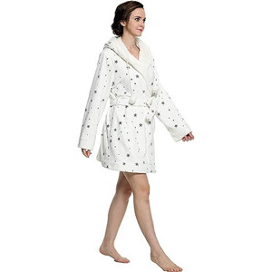 Albornoz de lana coral para mujer <span class=keywords><strong>Bata</strong></span> <span class=keywords><strong>corta</strong></span> con capucha de felpa QS1027J56 - Product Image 5