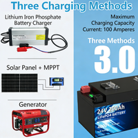 Batterie au lithium RV LiFePO4, grande capacité 24V 200Ah, batterie de stockage d'énergie pour camping-car et vente ambulante