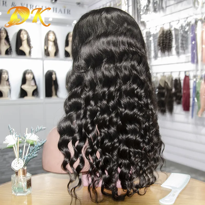 Высококачественные индийские натуральные волосы DK 6A, Поставщик натуральных человеческих волос для наращивания, кружевной передний парик от уха до уха, свободная волна для афро