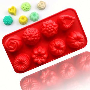 Moule en silicone pour gâteaux, bougies et savons, 8 formes différentes de fleurs et de plantes, sans BPA, OEM/ODM, échantillon d'usine - Product Image 1
