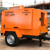 Compresseur d'air à vis portable Kaishan KSCY-220/8X 200 CFM 8 bars 24 V à moteur diesel avec roues pour l'exploitation minière et le forage - Vente en gros