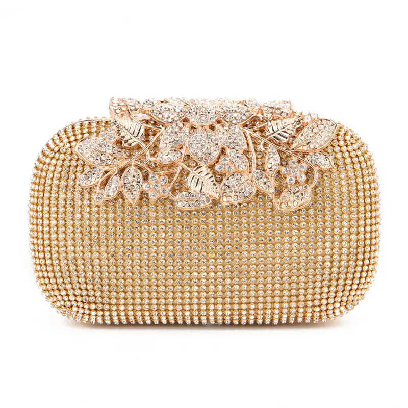 새로운 2019 럭셔리 다이아몬드 골드 실버 블랙 클러치 웨딩 저녁 지갑 블링 패션 꽃 라인 석 걸쇠 클러치 백 지갑