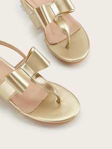 Sandali Casual da <span class=keywords><strong>Bambina</strong></span> con Fiocco e <span class=keywords><strong>Tacco</strong></span> Alto, Chiusura in Velcro, Tomaia in PU, <span class=keywords><strong>Scarpe</strong></span> alla Caviglia per Bambine dai 7 ai 12 Anni - Product Image 4