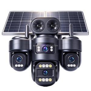 Caméra solaire sans fil 4G extérieure 20MP 4 objectifs 3 PTZ, caméra de sécurité solaire extérieure sans fil CCTV avec sirène et projecteur - Product Image 5