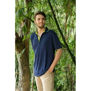 Bambù traspirante da uomo per Polo M, L, XL, XXL, XXXL, decorazione con bottoni in tessuto tinta unita - Product Image 1